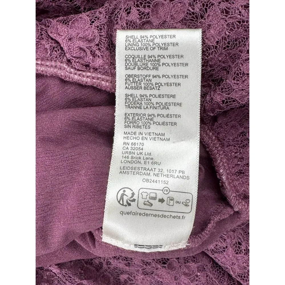 NWT Free People Stella Long Sleeve Top Womens S Tulipwood Purple Lace Ruffle